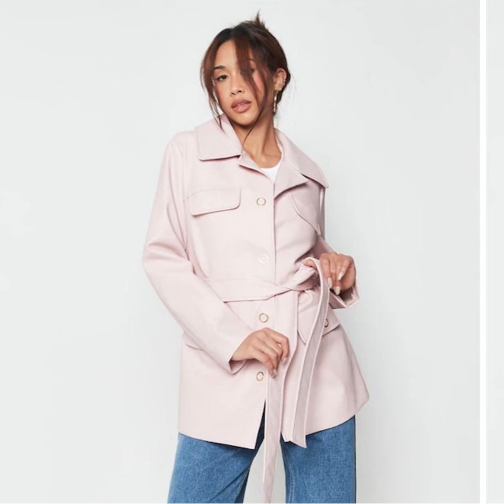 Light Pink Faux Leather Jacket